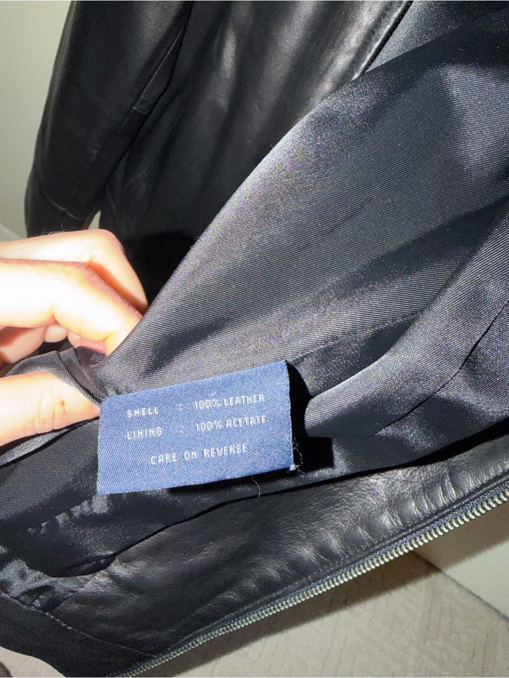 Burberry Black Leather Zip-Up Jacket - Picture 3 of 5